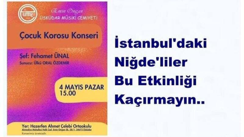 İstanbul'daki Niğde'liler Bu Etkinliği Kaçırmayın..